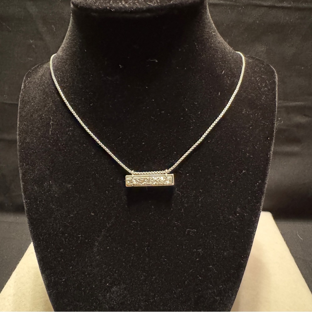 Kendra Scott | Leanor Bar Pendant Necklace – Platinum Drusy & Silver Chain